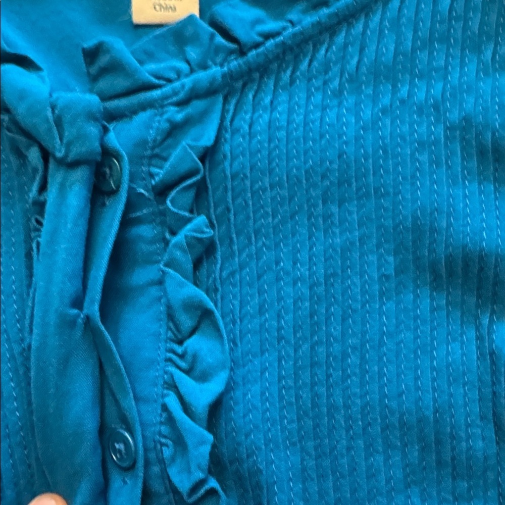 Sundance Sera Ruffle Boho Ribbed Blue Blouse - Picture 5 of 11